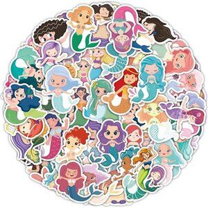 Cartoon Little Mermaid Inspired Stickers, Vinyl Waterproof (30 pc) SO‎ CUTE!